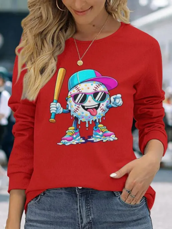 Graffiti Style Baseball Printed T-Shirt