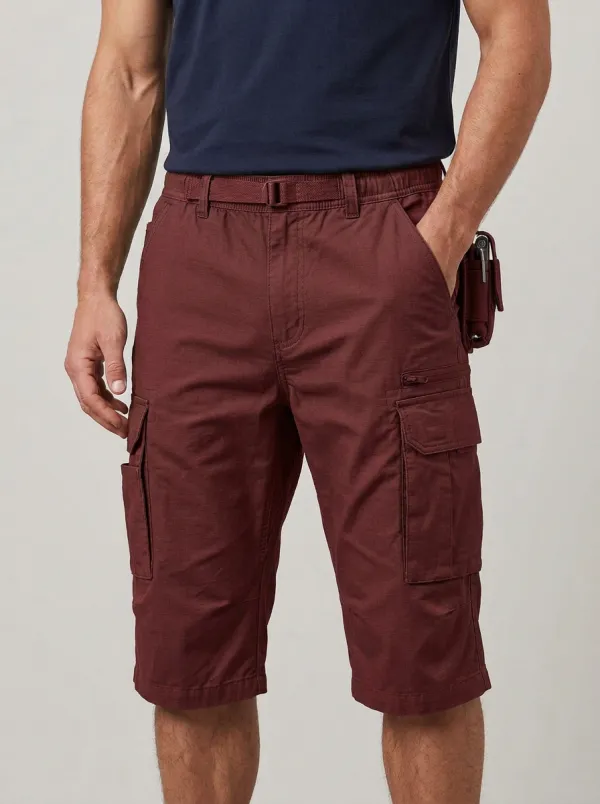 Men's Tactical Outdoor Olive Green Multi-Pocket Cargo Shorts