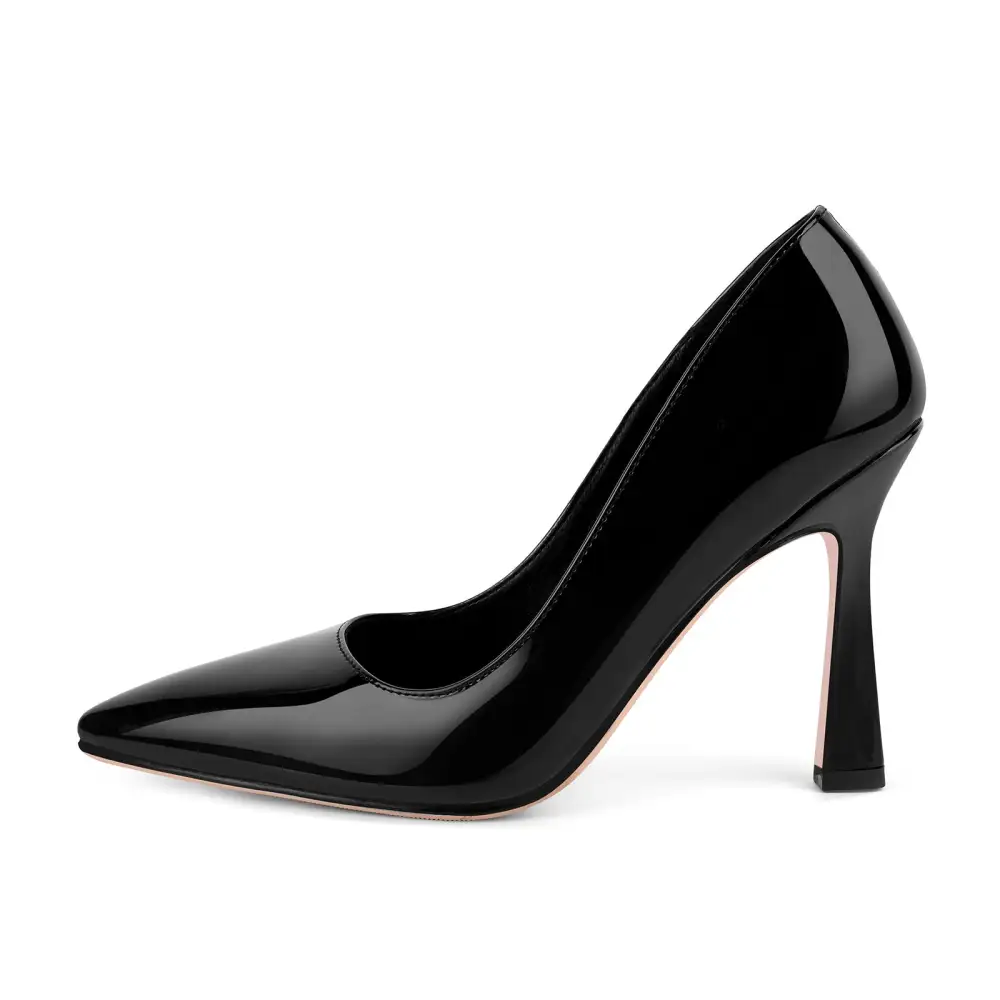Modern Patent Finish Pointed Toe Stiletto Slip On Pumps