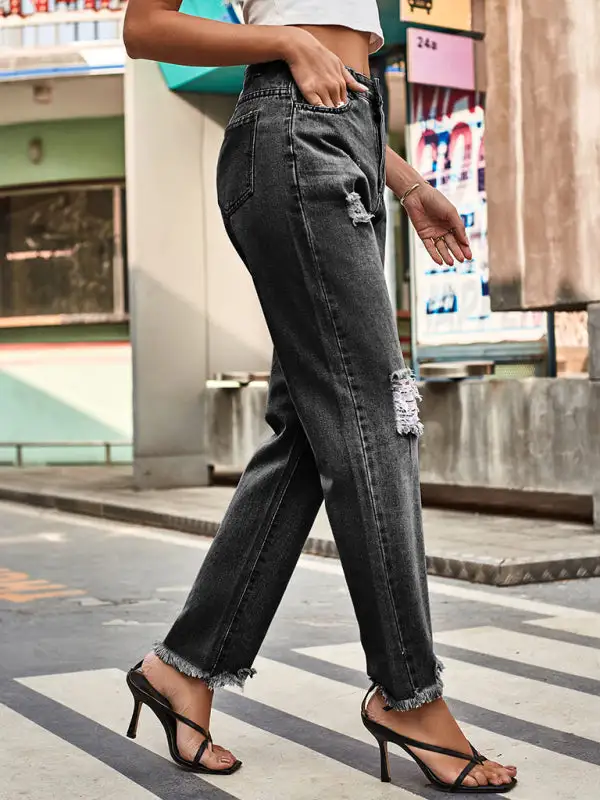 Denim Ripped Trousers Pants