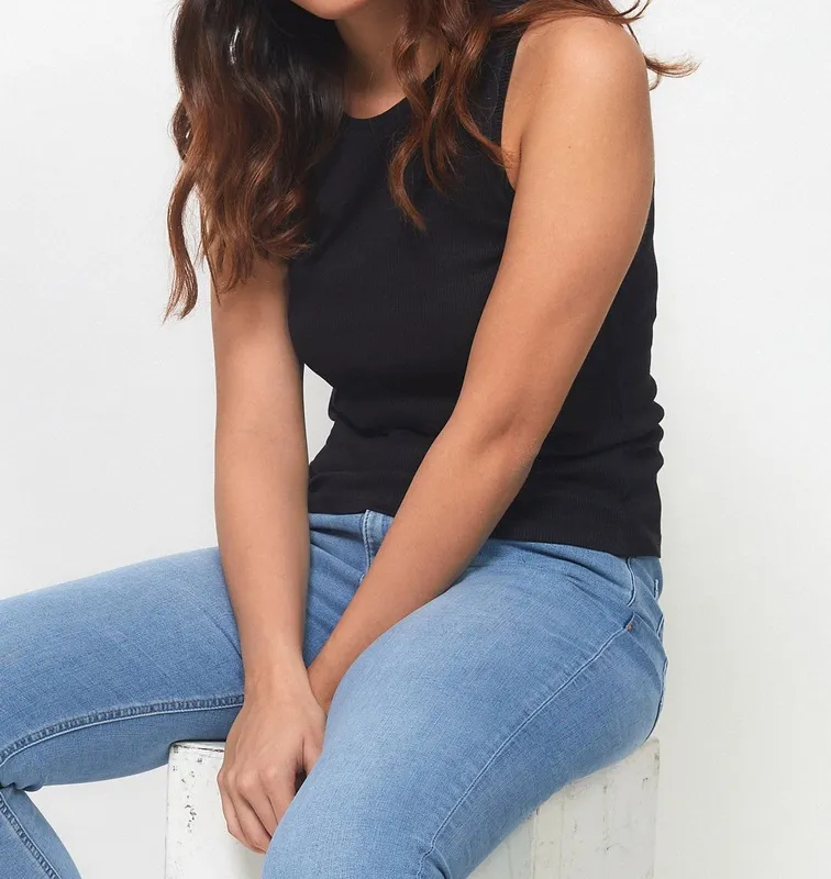 Black Ribbed Tank Top