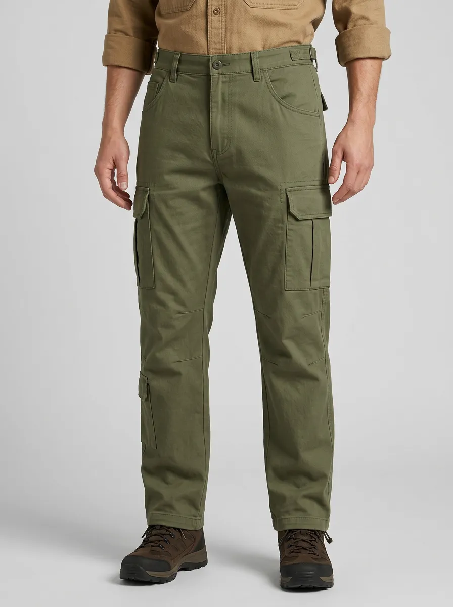 Men's Outdoor Tactical Olive Green Multi-Pocket Cargo Pants