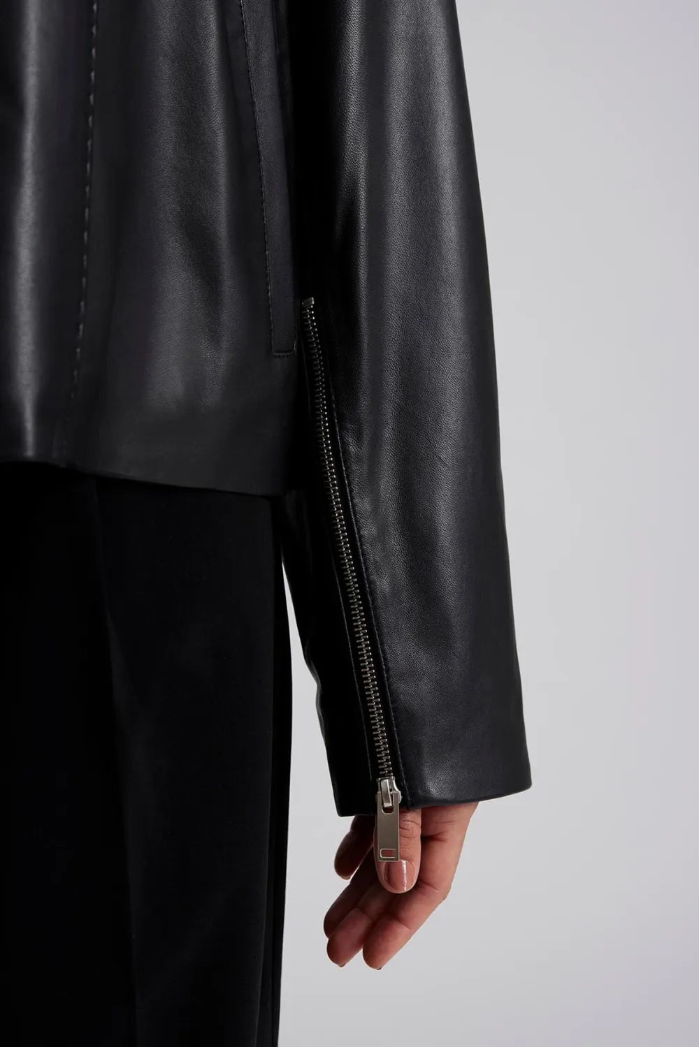 Leather Cropped Biker Jacket