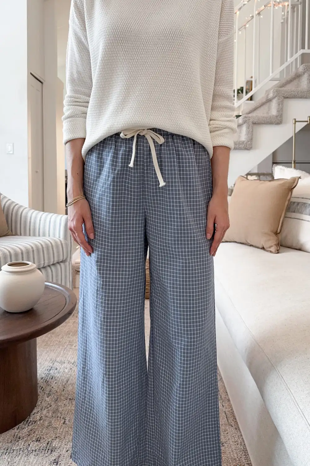 Clean Cut Checkered Drawstring Pants