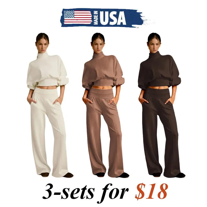 Soft And Comfortable Crewneck Sweatshirt Wide-Leg Pants Set