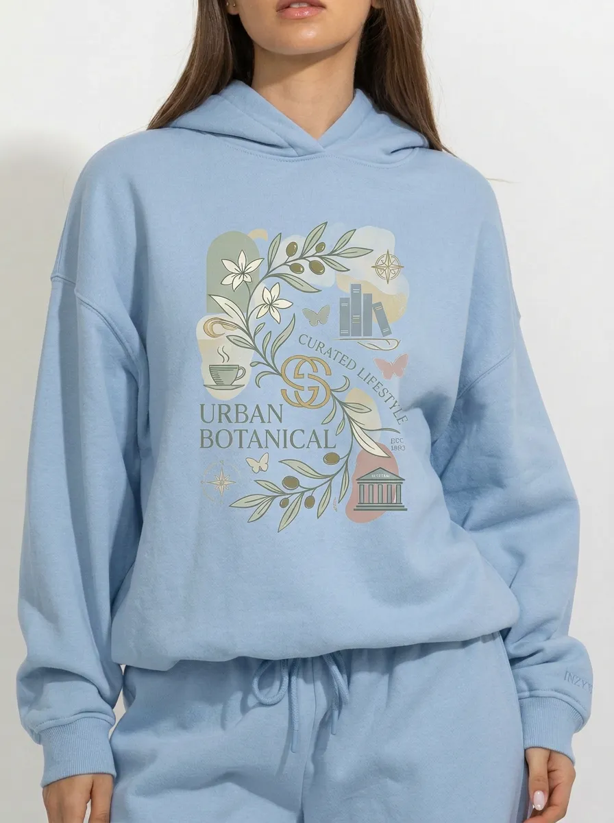 Women's Urban Botanical Lifestyle Plant Book Printed Hoodie