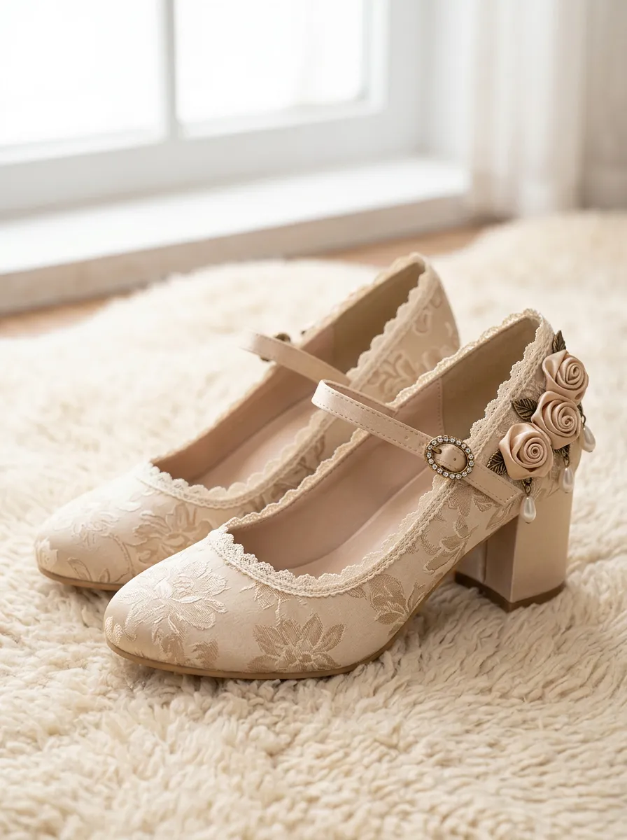 Lace Floral Women's Bavarian Occasion Heels