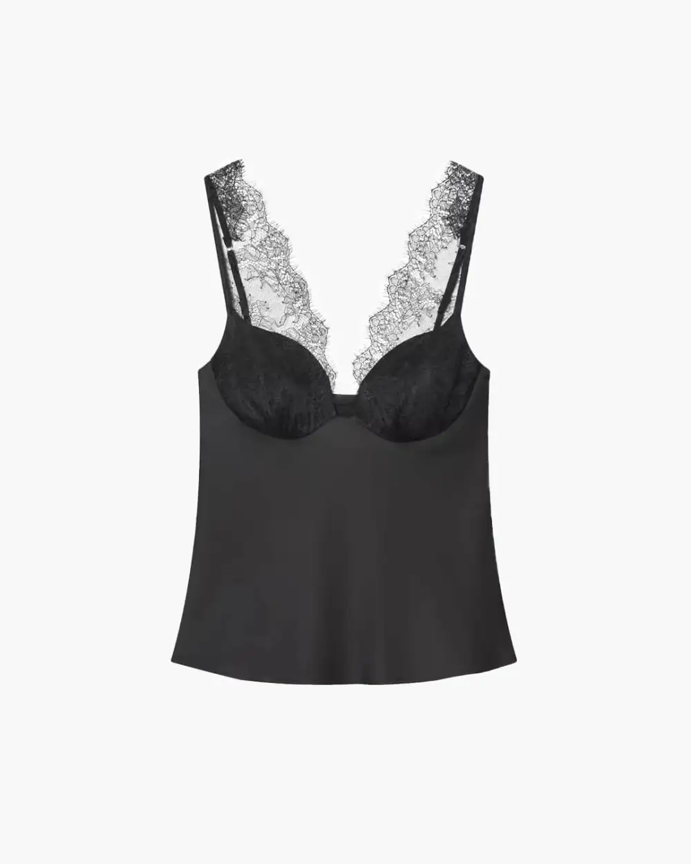 Soft Lace Trim Knit Denim Tank