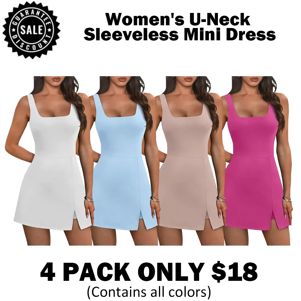 🎉Hot Sale🔥-Women's U-Neck Sleeveless Mini Dress🔥8-Pack - All Colors Included