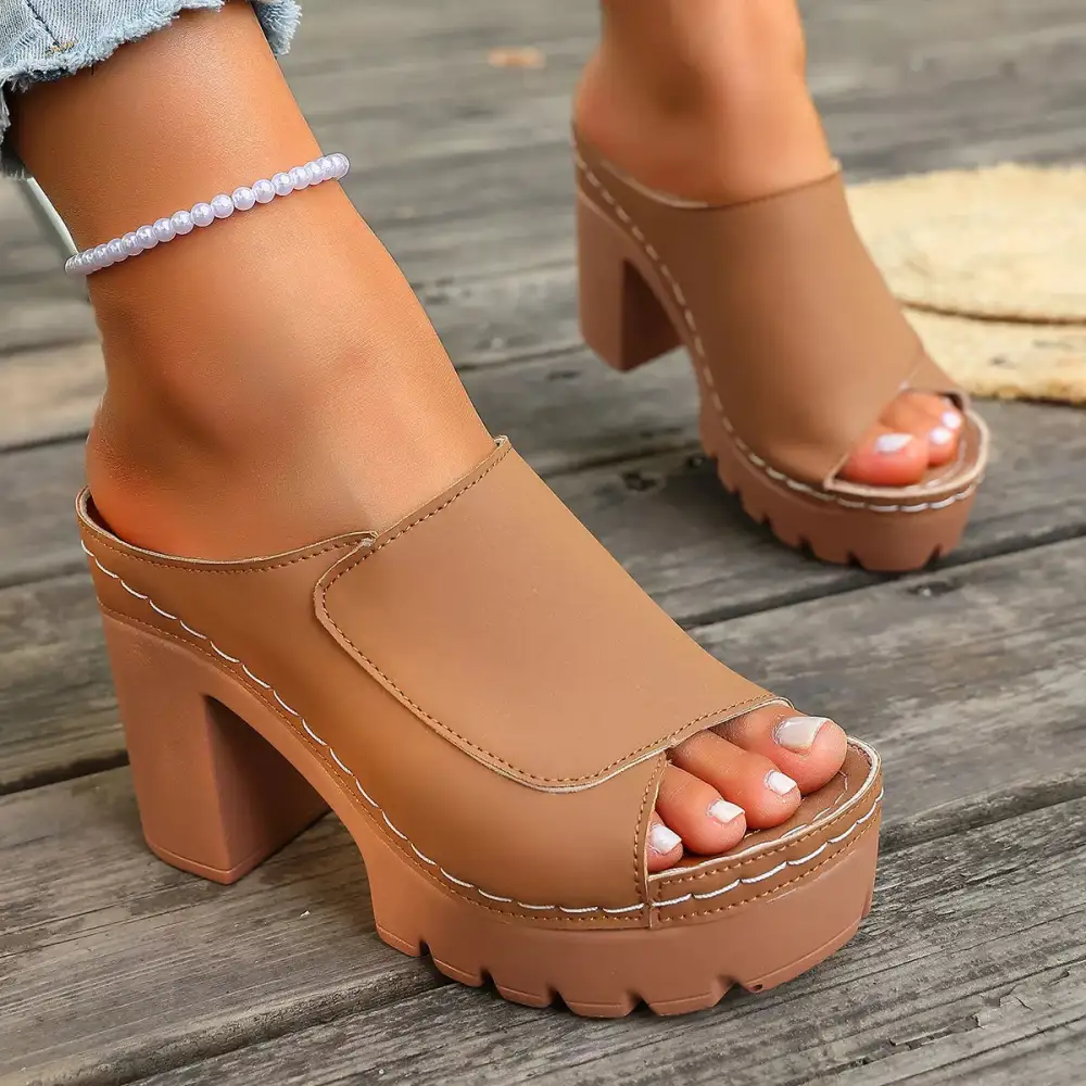 Streamlined Open Toe Block Heel Sandals