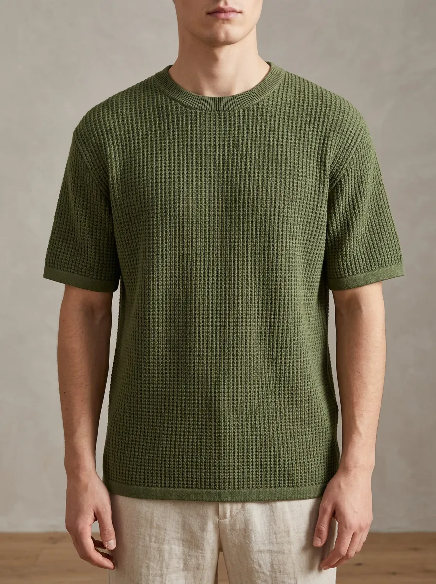 Modern Relaxed-Look Men's Knit Crew-Neck T-Shirt