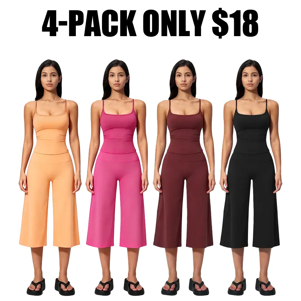 Strappy Tank Top and High-Waisted Mid-Length Shorts — Outdoor Running & Sports Set