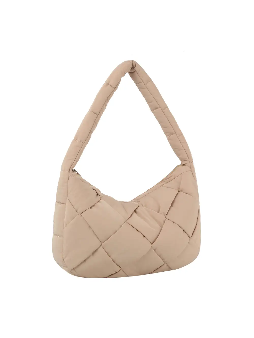 Relaxed Detail Quilted Pocketed Nylon Hobo Shoulder Bag