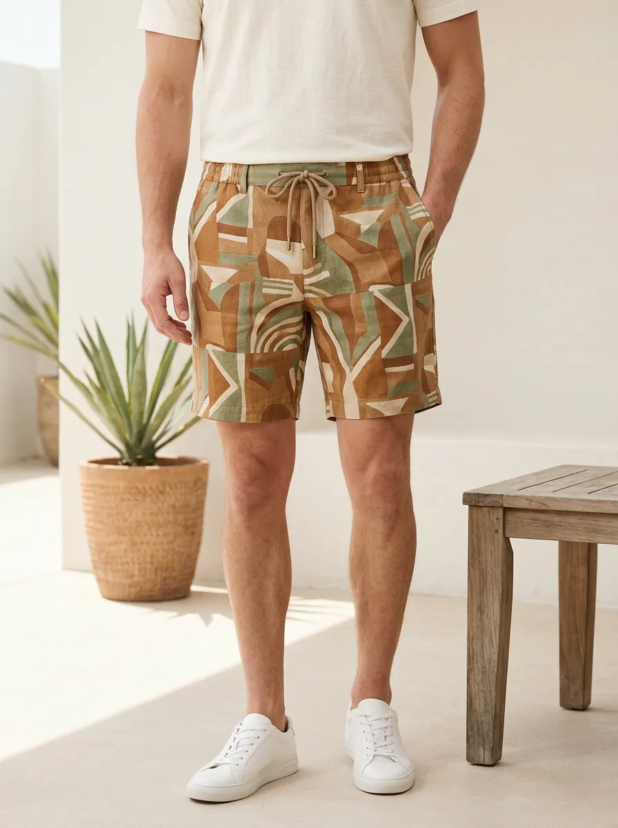 Expressive Style Graphic Print Abstract Print Geometric Print Men's Patterned Casual Pants