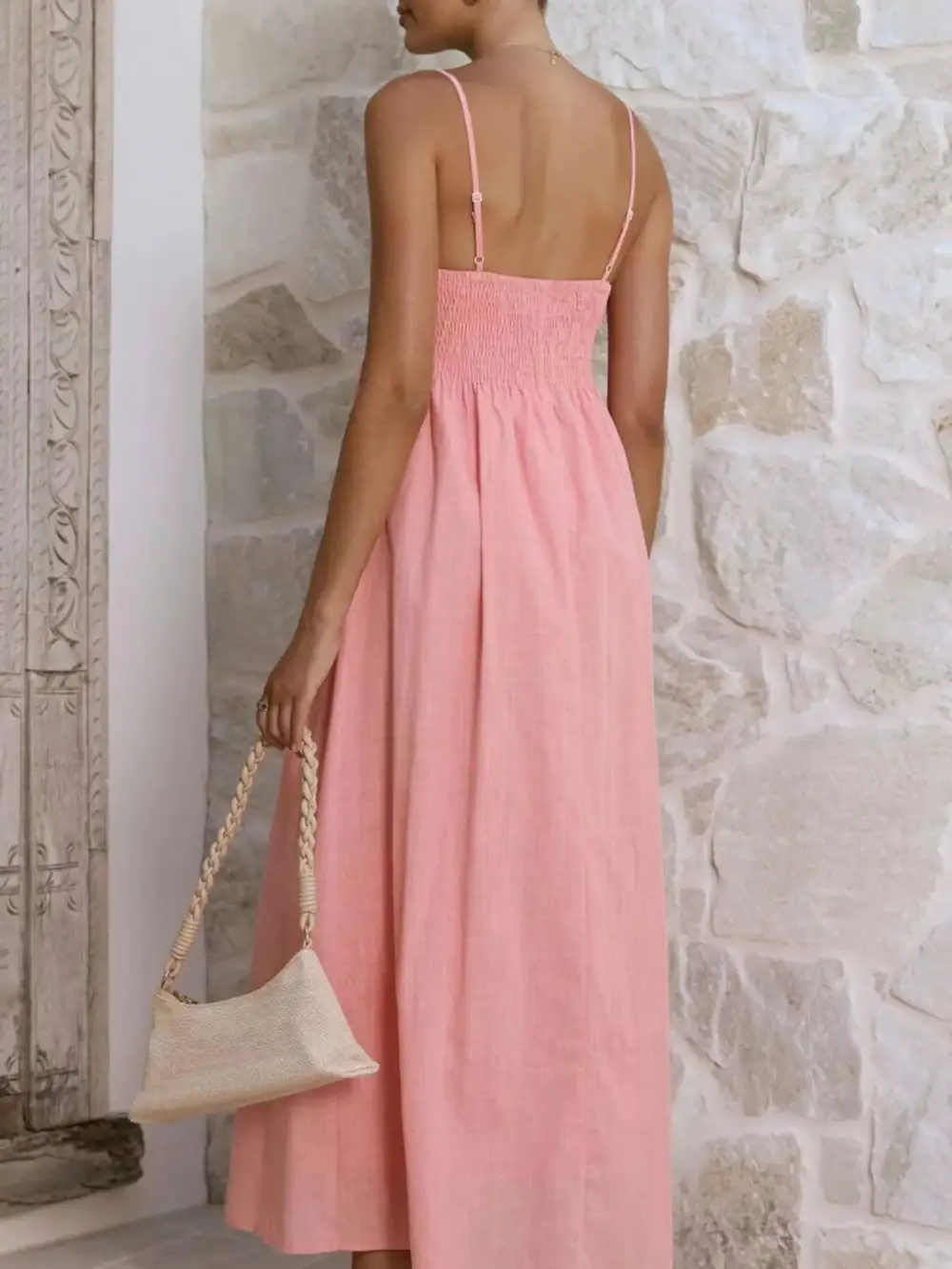 Polished Detail Pleated Midi Dress