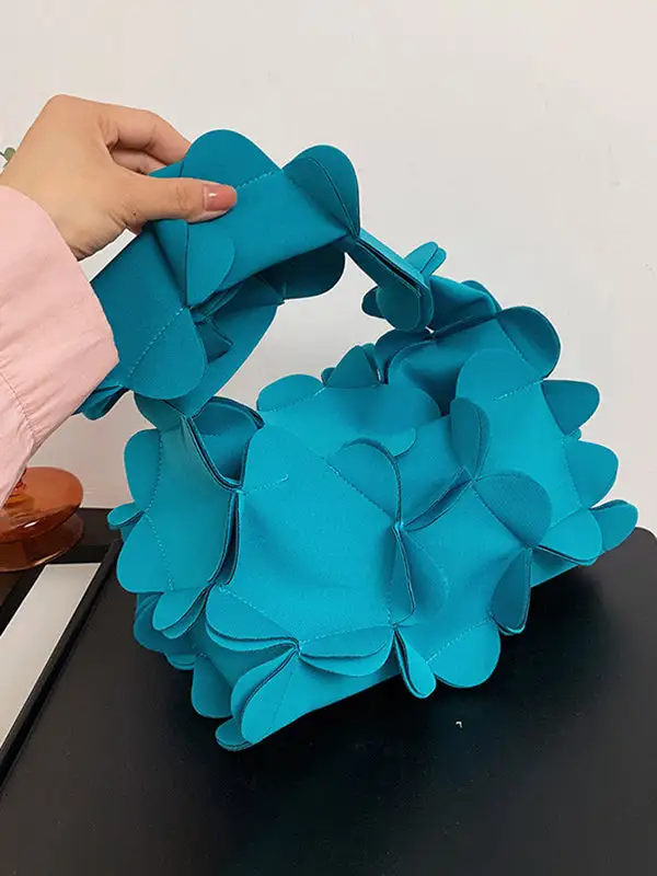 Flower Shape Solid Zipper Crossbody Bag