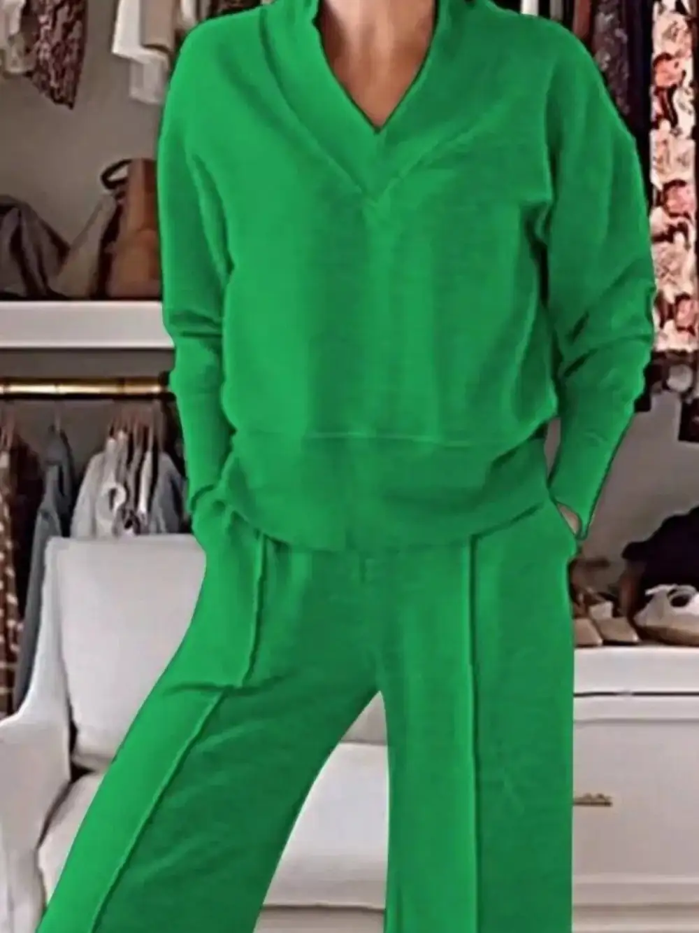 Cozy V Neck Top and Pants Set