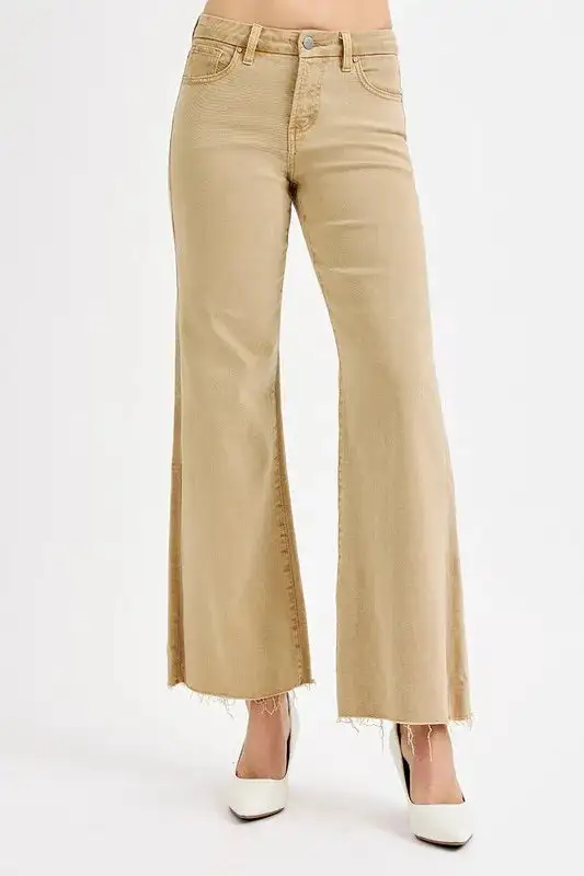 Raw Hem Frayed Hem Wide Leg Jeans