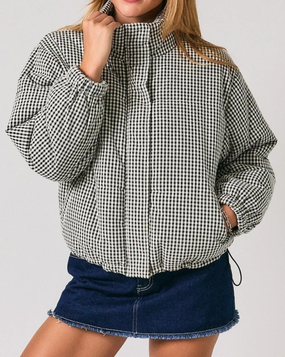 Gingham Puffer Jacket