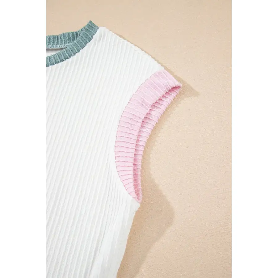 Contrast Trim Ribbed Knit Sleeveless Top