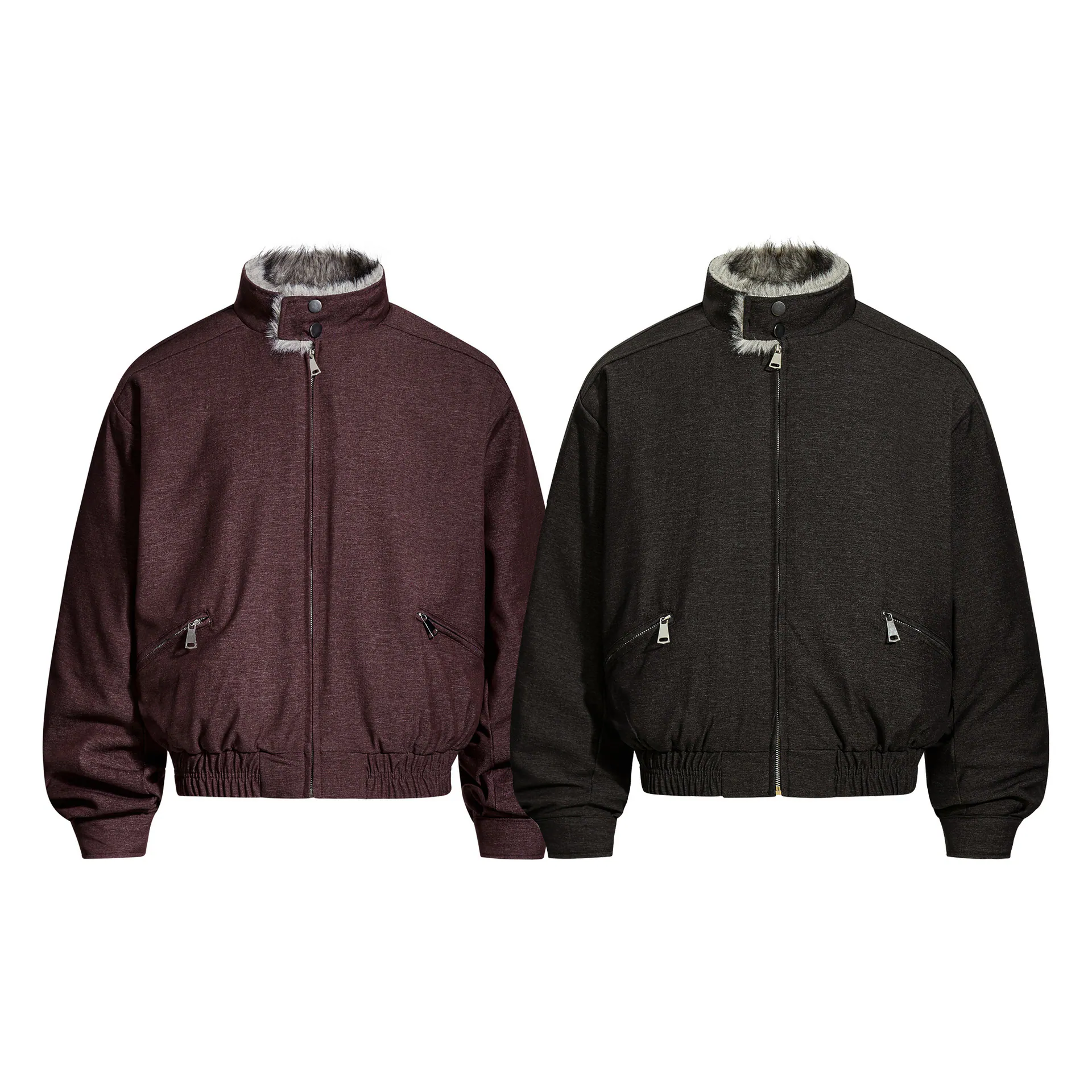 Plush High-Neck Cropped Jacket