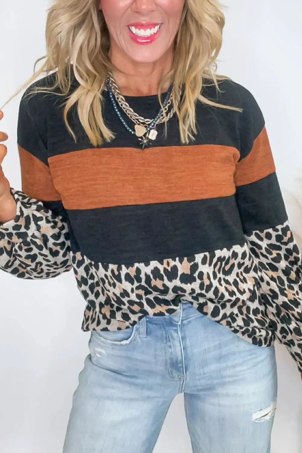 Textured Leopard Print Top