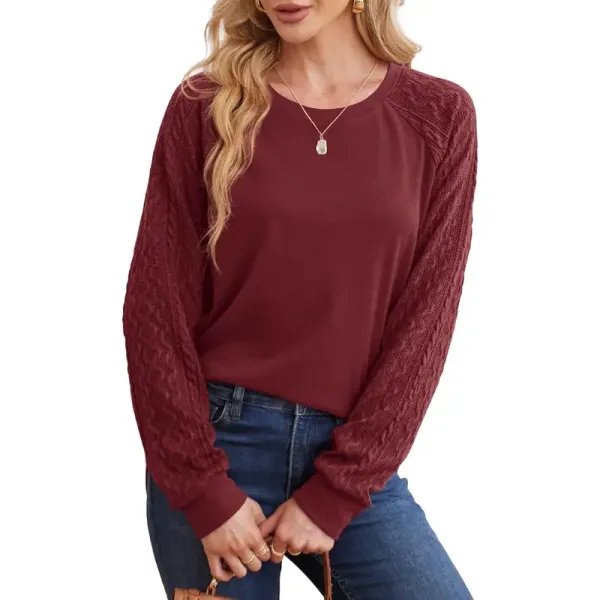 Women's crew neck cable knit sweater with long sleeves
