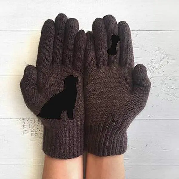 Women'S Kitten And Fish Print Gloves 43443504C