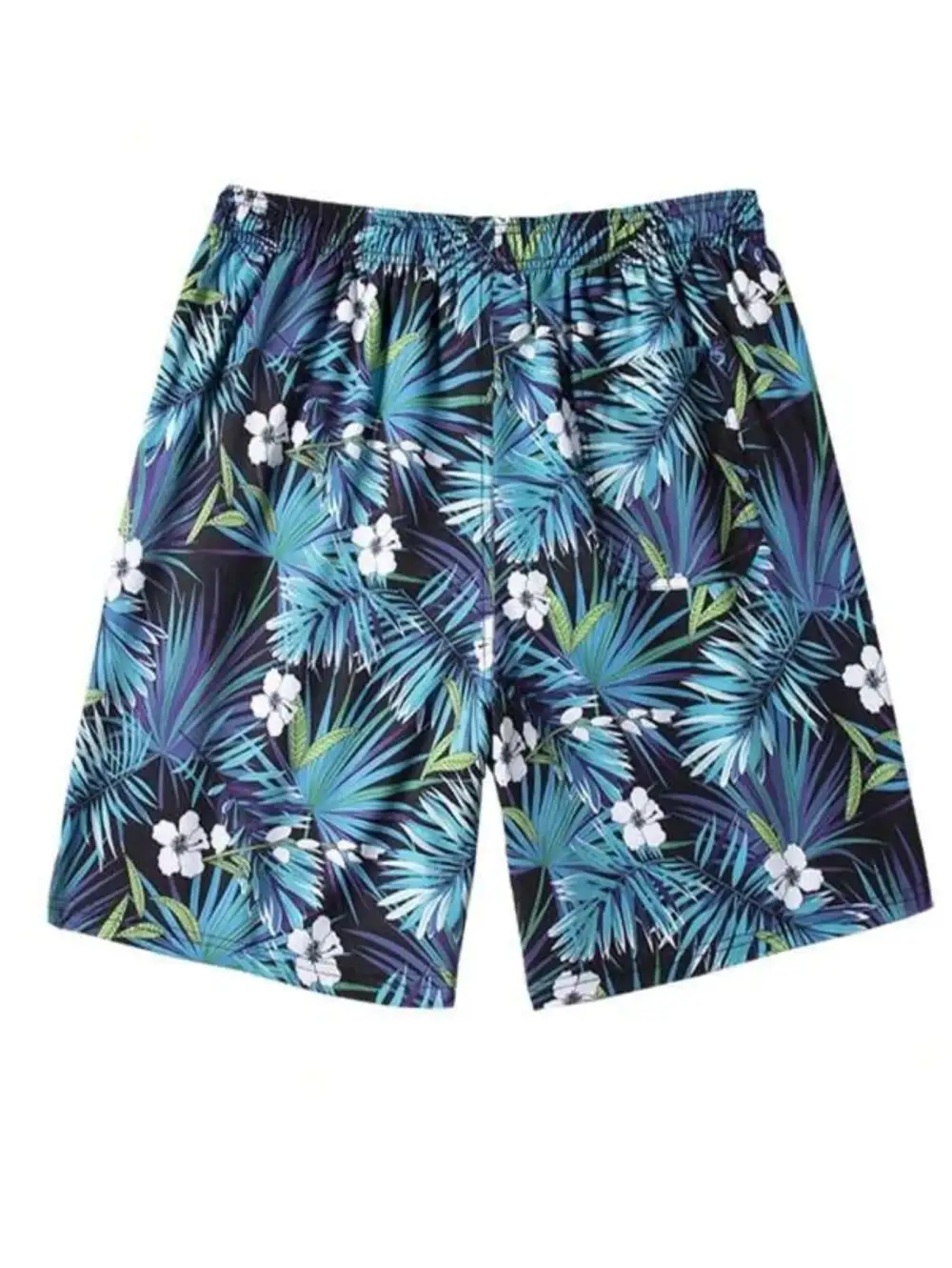 Men's Pocket Tropical Print Drawstring Swim Trunks