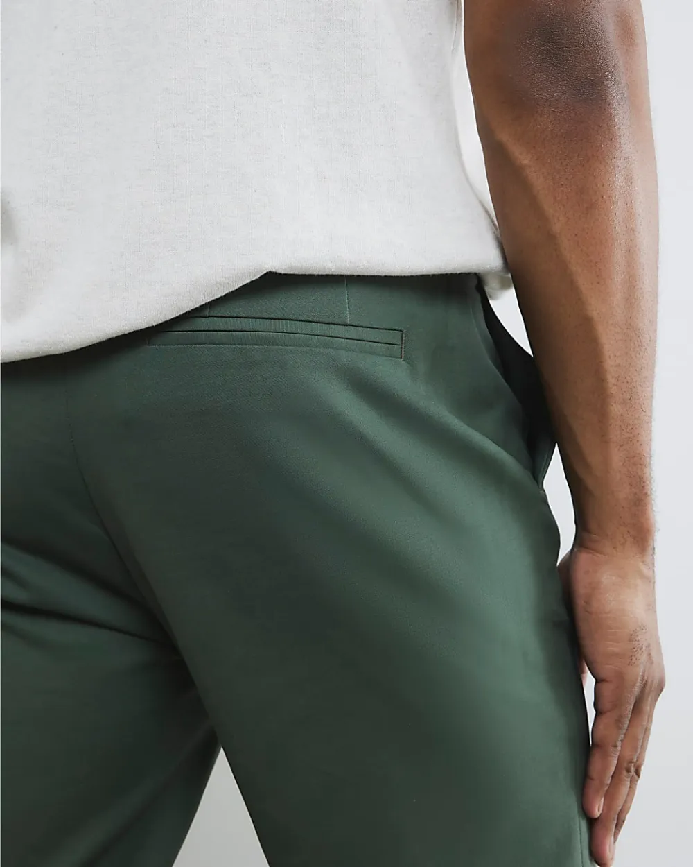 Men's Green Slim Fit Cotton Trousers