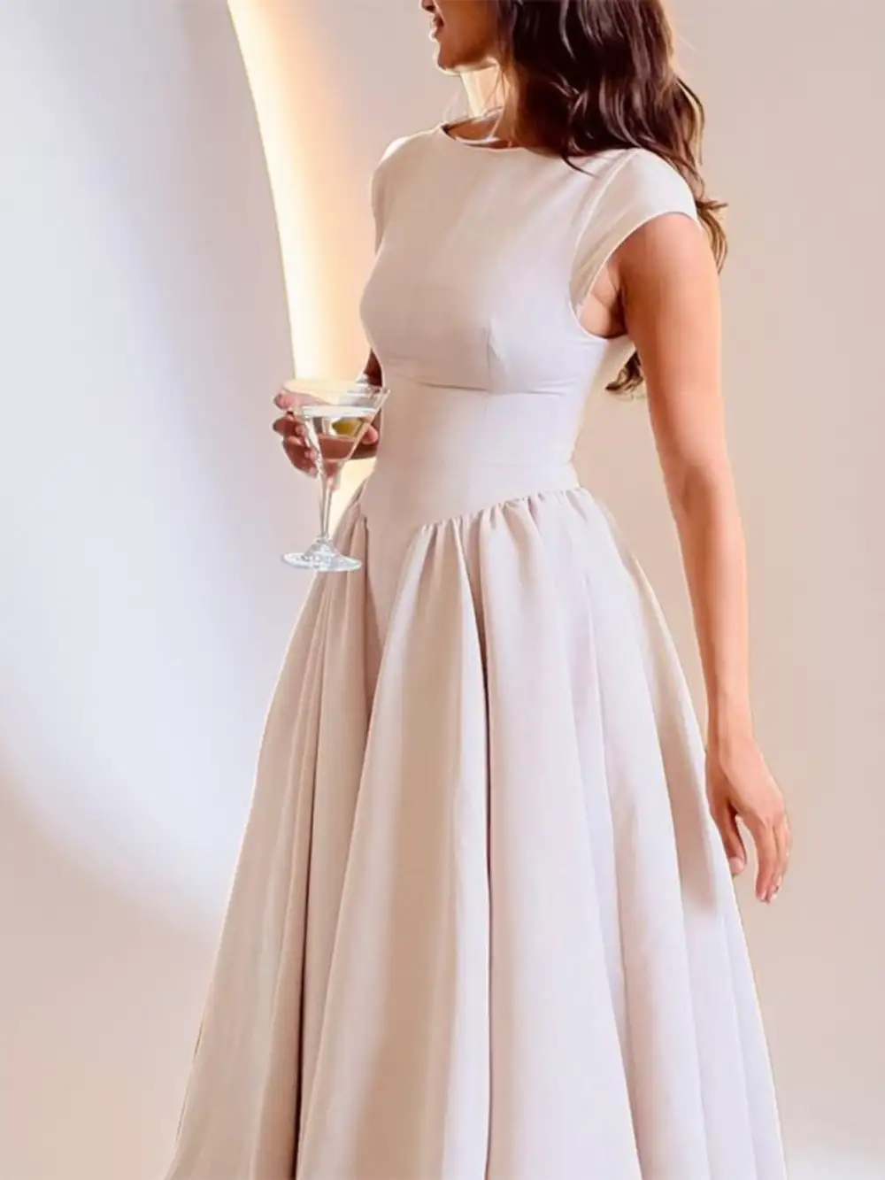 Polished Detail Cap Midi Dress