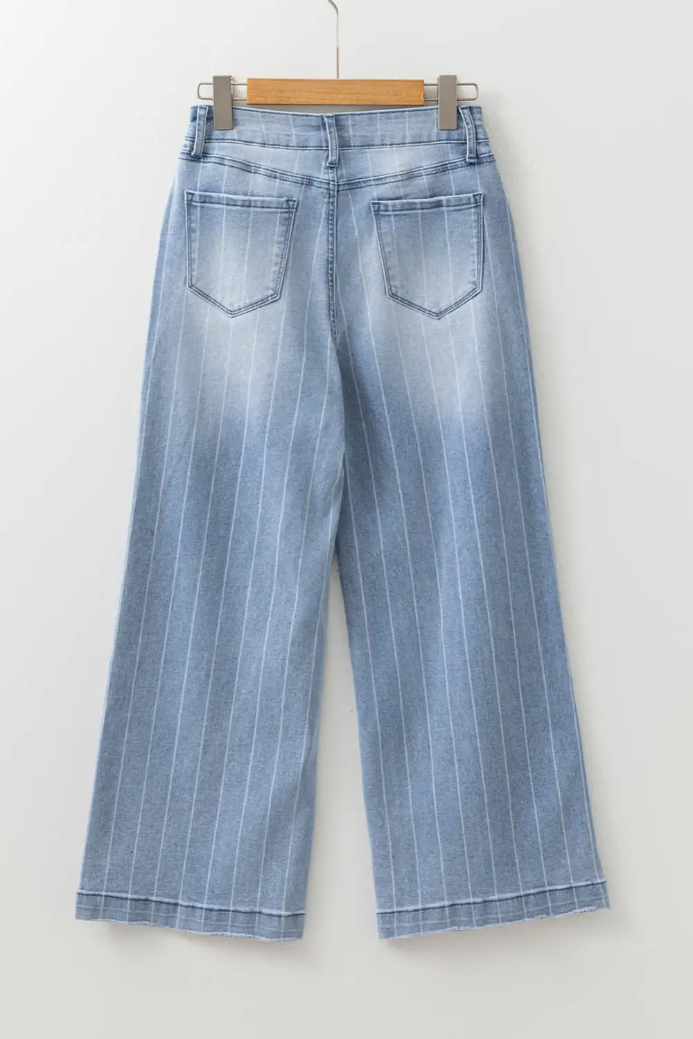 Multi Buttons Pinstripe Wide Leg Jeans