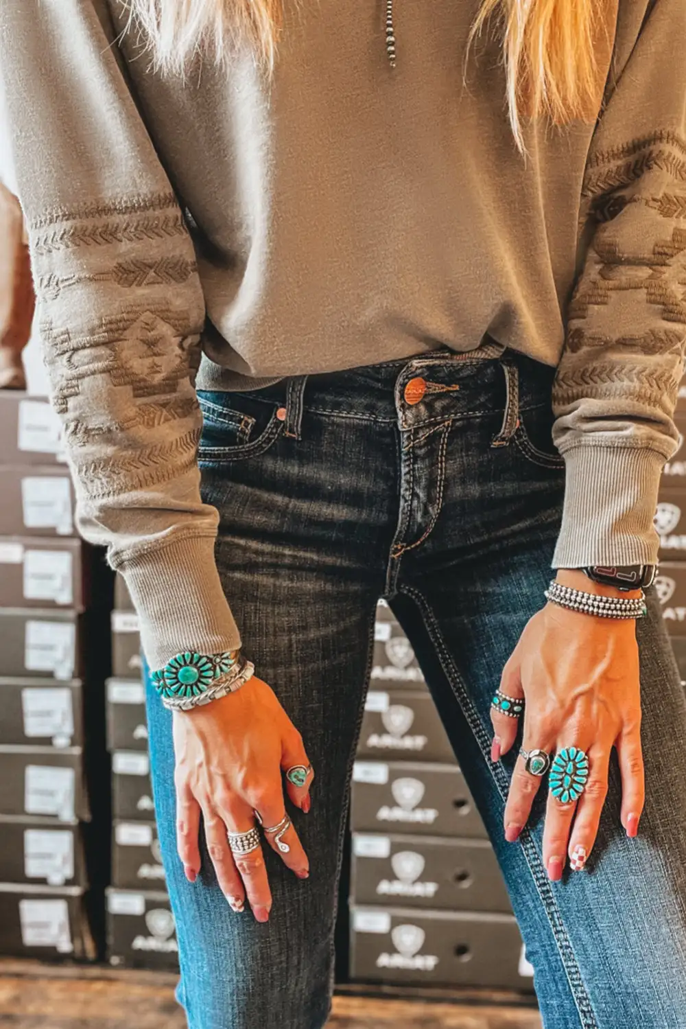 Embroidered Western Inspired Sweatshirt
