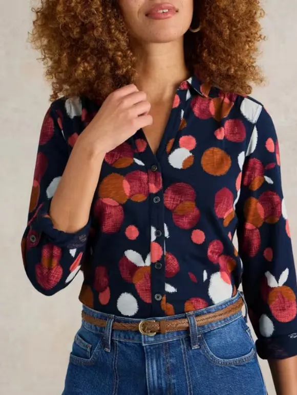 Long-Sleeved Art Graphic Cotton Shirt