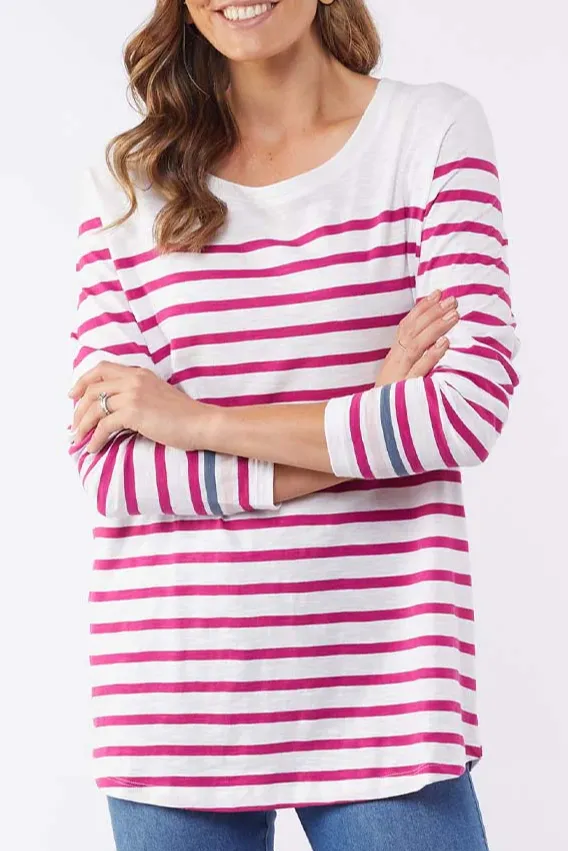Striped Denim Long Sleeve Tee