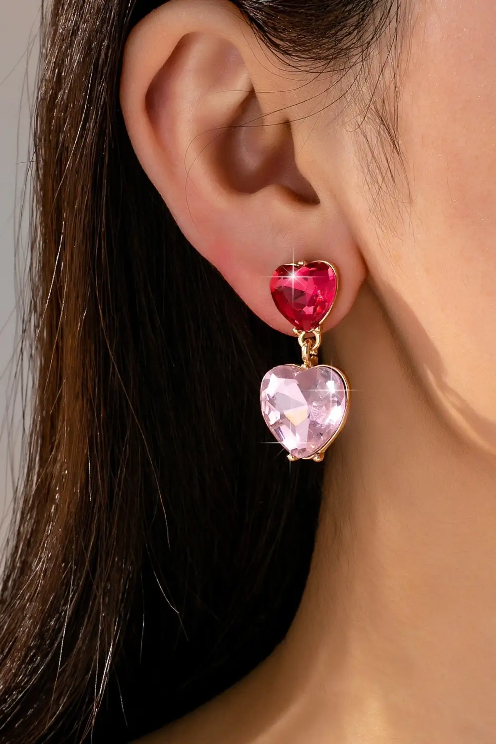 Amethyst Rose Crystal Double Heart