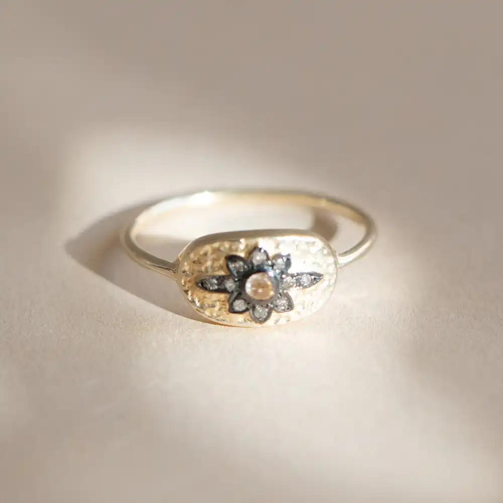 Floral Diamond Motif Ring