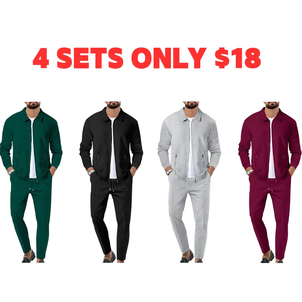 Men's Plain Zip Up Jacket & Drawstring Waist Pants Tracksuit Set, Men's Sportswear for Gym Workout Running, Casual Gym Wear, Tracksuit Outfit, Athletic Tracksuit, Casual Activewear, Gym Clothes Set, Athleisure Wear Set