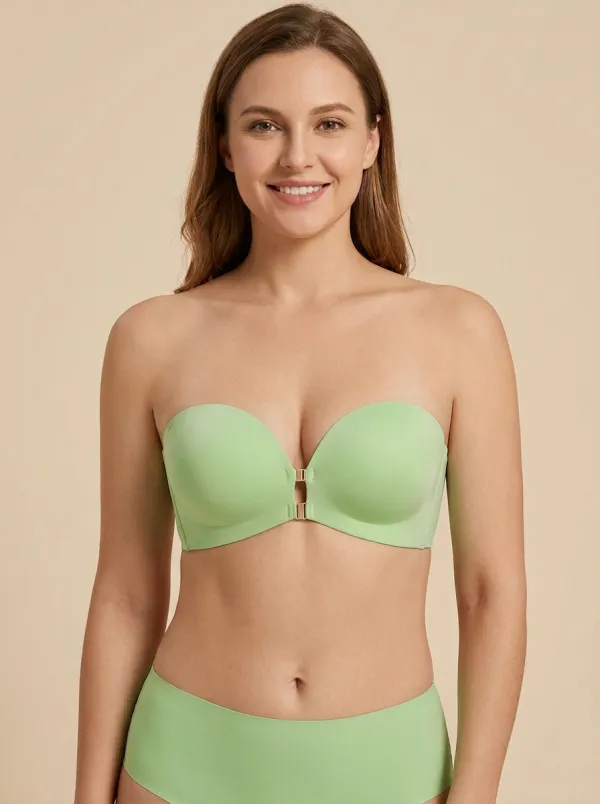 Women's Hardware-Detail Front-Closure Strapless Bra