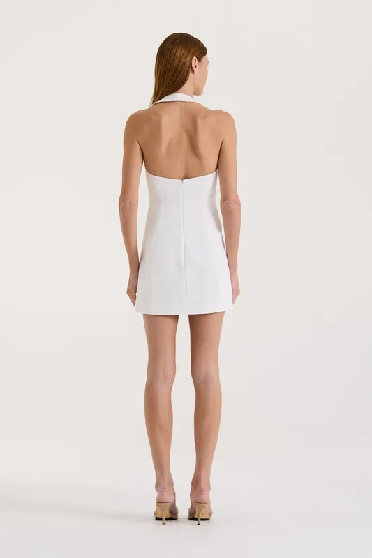 White Halter Mini Dress