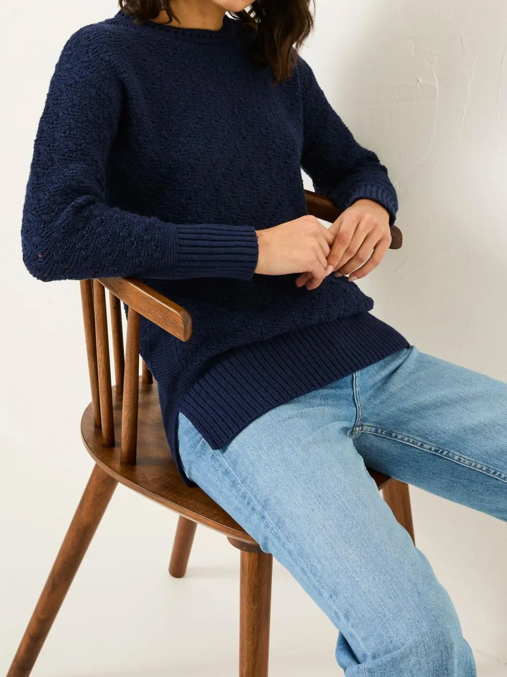 Farryn Navy Farryn Knitted 100% Cotton Knitted Jumper