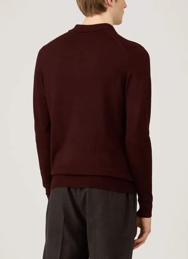 Clean Everyday Slim Fit Merino Knit Long Sleeve Polo Shirt
