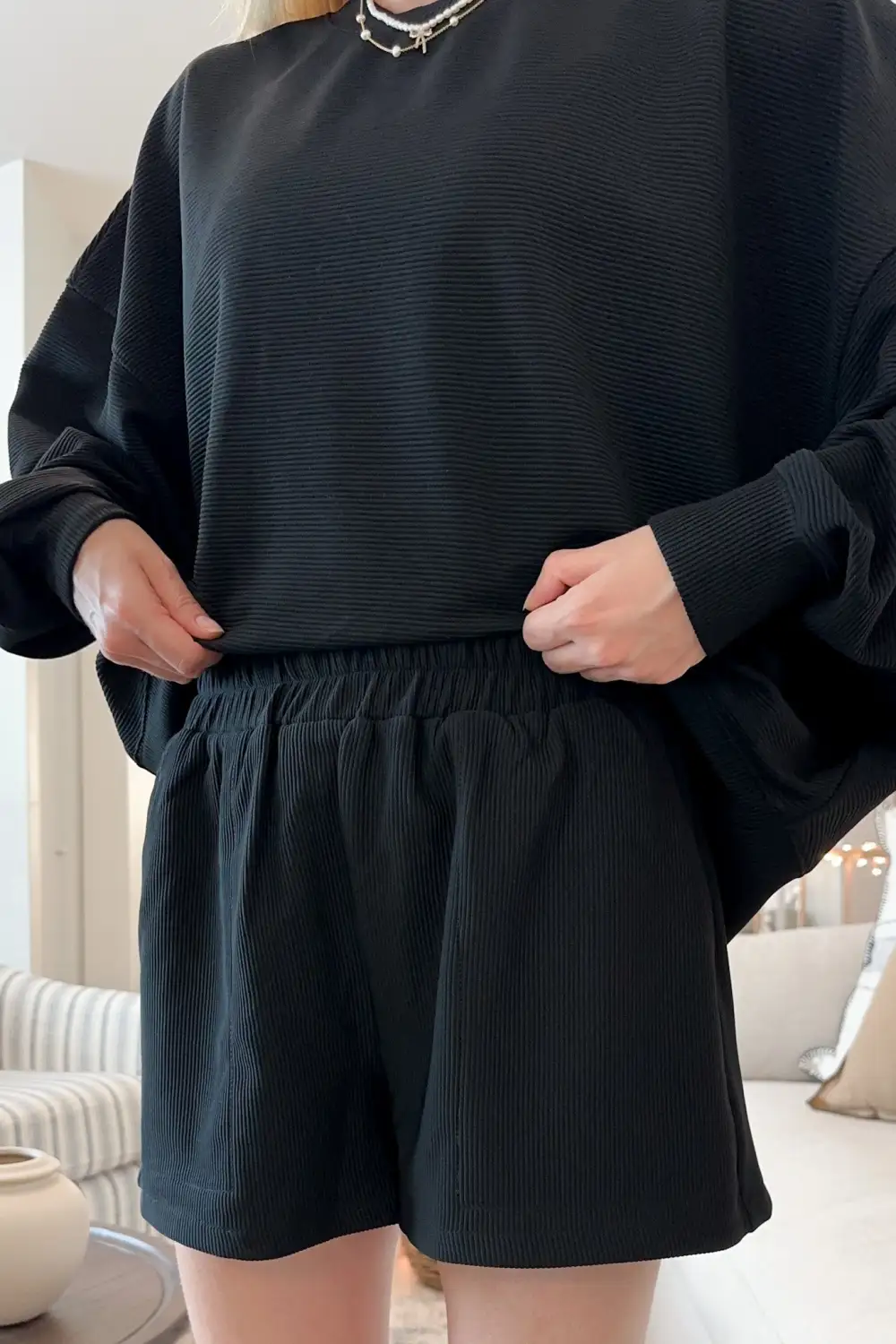 Polished Soft Ribbed Shorts