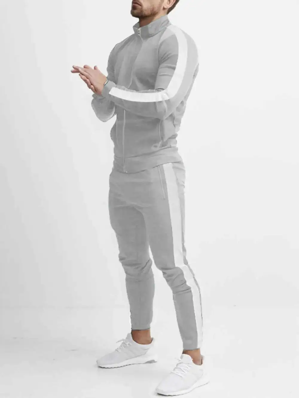 Side Stripes Zip Up Top and Pants Set