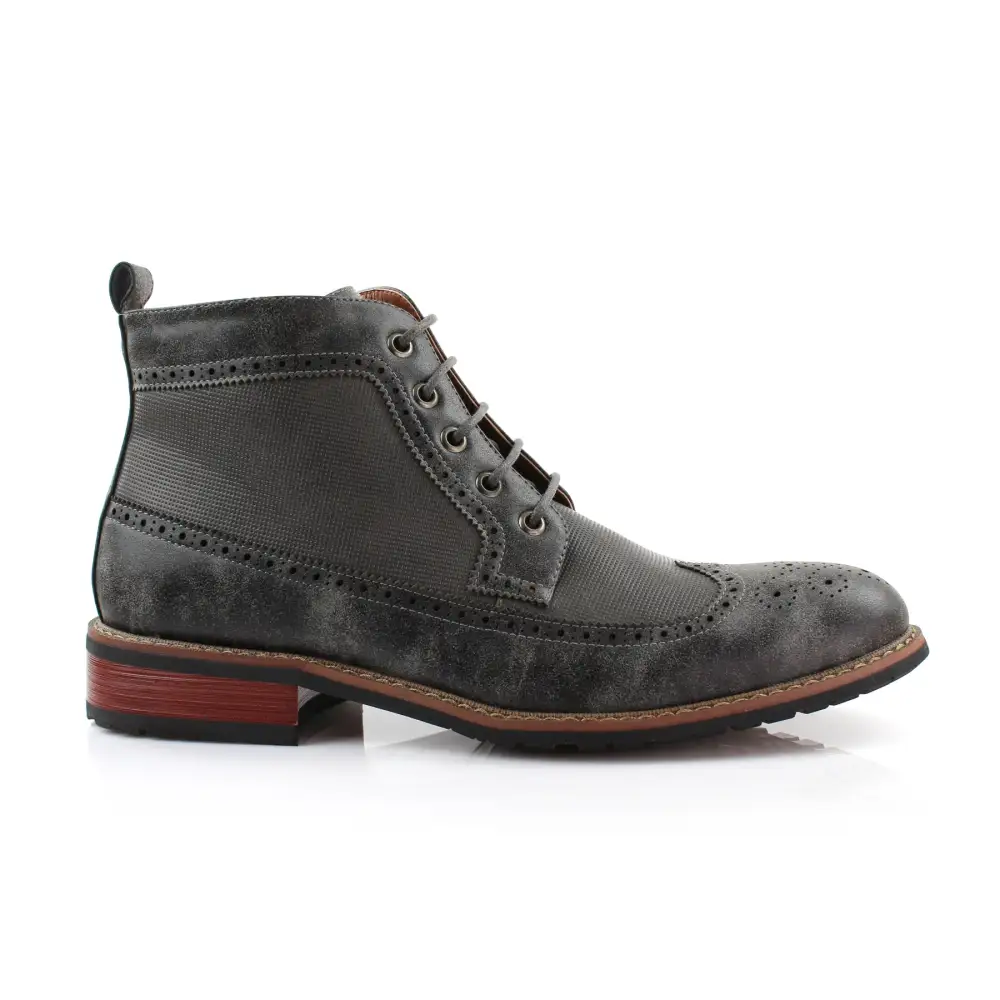 Faux-Leather Embossed Burnished Motorcycle Boots