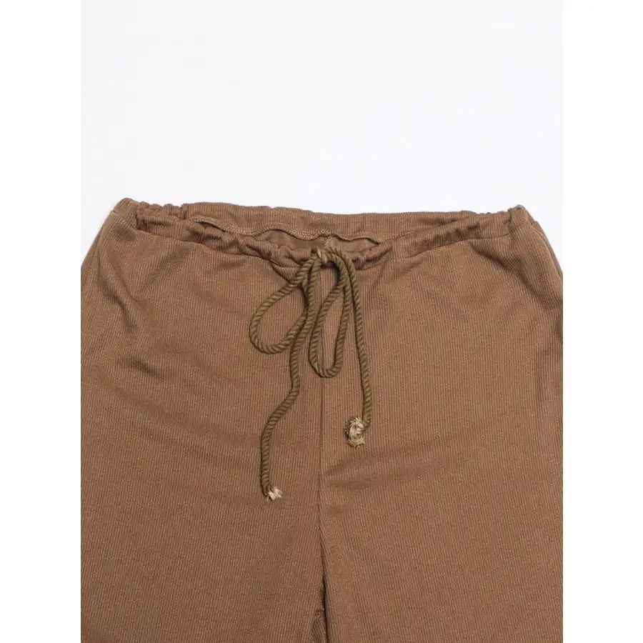 Collared Neck Long Sleeve Top and Drawstring Pants Set