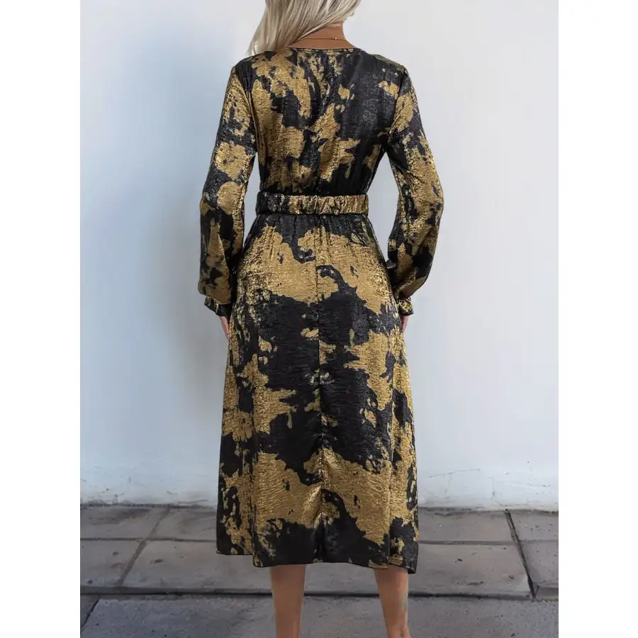 Surplice Surplice Long Sleeve Midi Dress