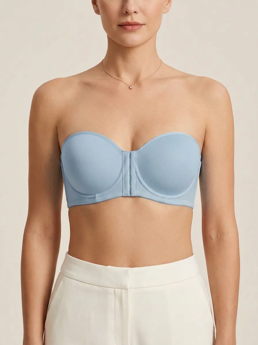 Women's Molded-Cup Defined-Shape Front-Closure Strapless Bra