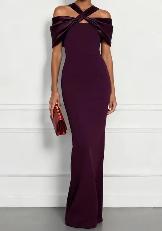 Satin Twist Neck Backless Maxi Dress