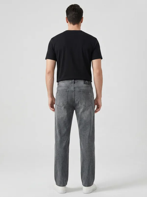 Straight Leg Geometric Graphic Men's Loose Fit Jeans